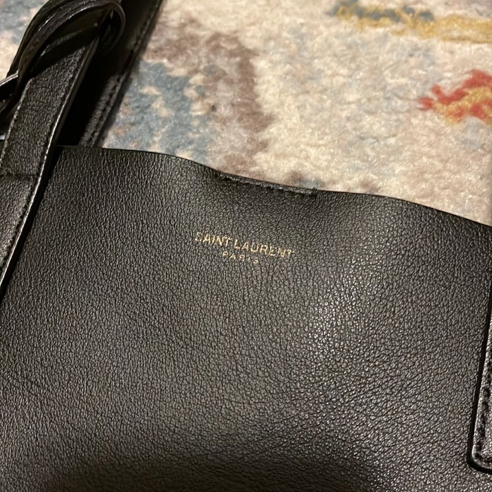 SAINT LAURENT North/South Leather Shopping Bag Tote w/ pouch - Picture 11 of 16